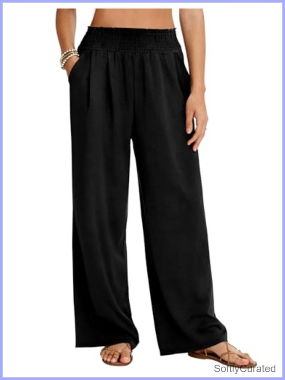 Palazzo Pants for Women Wide Leg Flowy High Waist Beach Vacation Pockets